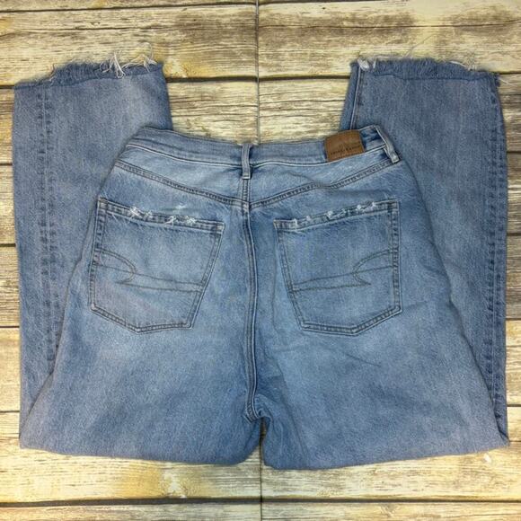 AE American Eagle Baggy Jeans Wide Leg Distressed Thrashed Grunge Womens Sz 8R - Picture 6 of 9